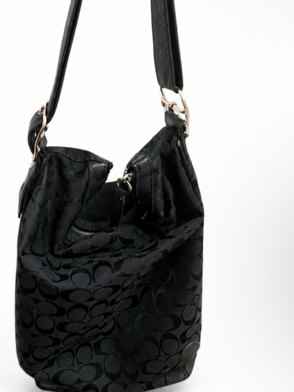 Coach Black Signature Jacquard Shoulder Bag